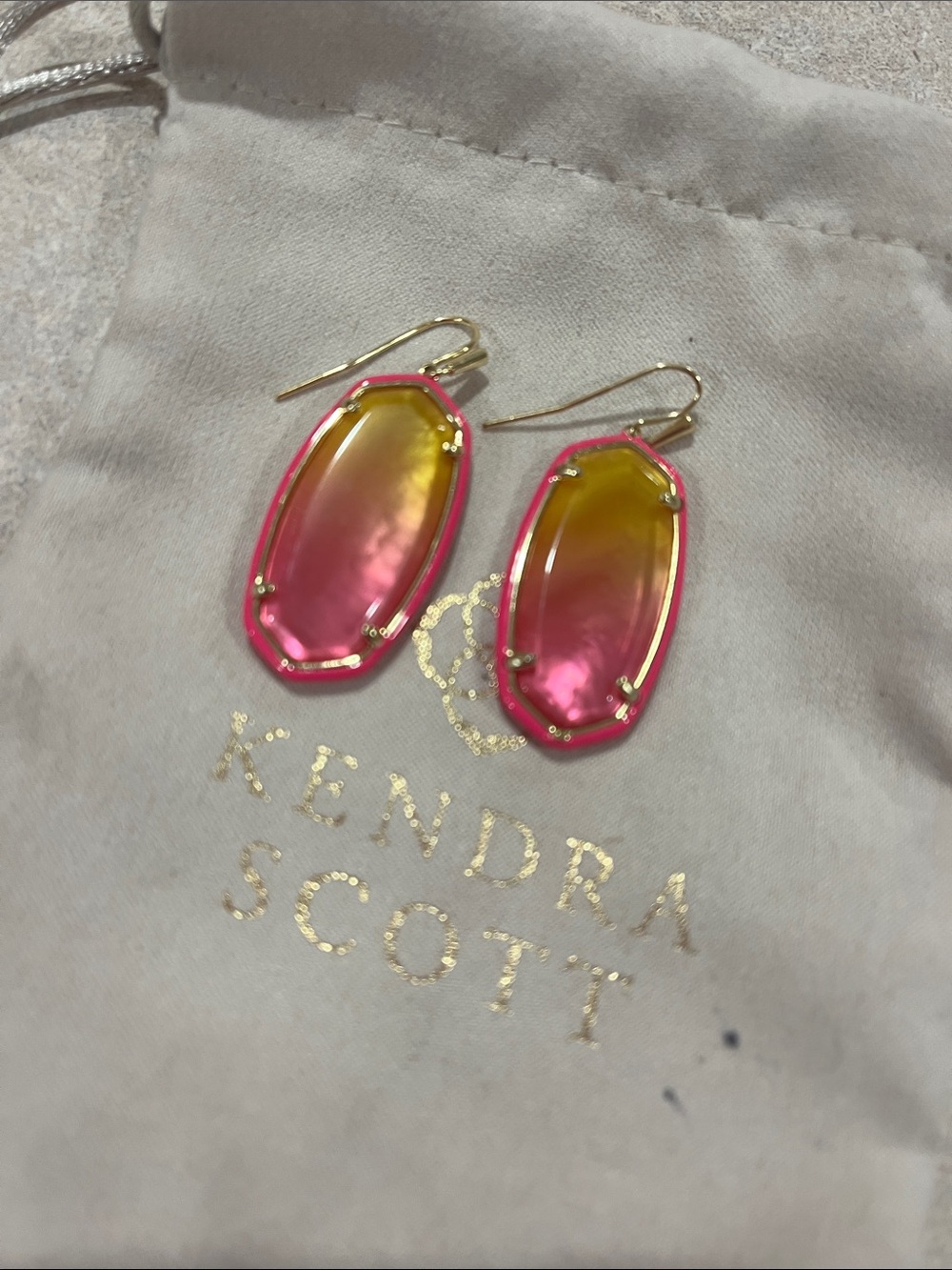 Kendra Scott Pink and Yellow Ombre Elle-Style Drop Earrings